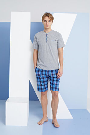 KLY KISA KOL DOKUMA EKOSE ŞORT PİJAMA TAKIM 2005