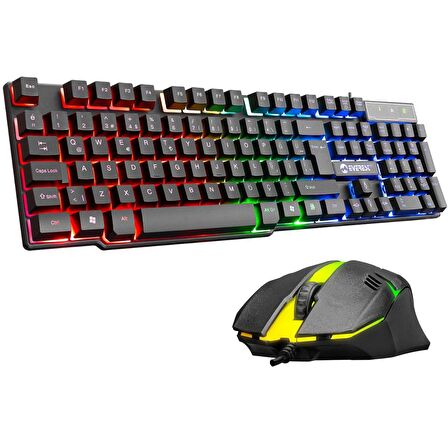 Everest KM-G77 X-VAYNE Siyah Usb Gökkuşağı Zemin Aydınlatmalı Gaming Oyuncu Klavye + Mouse Set