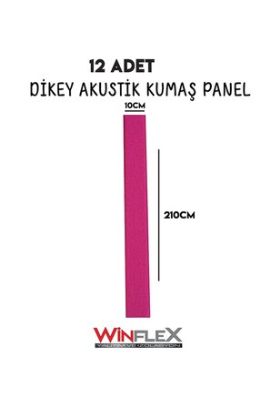AKUSTİK KUMAŞ KAPLI DİKEY PANEL 10x210CM - 12 ADET FUŞYA RENK