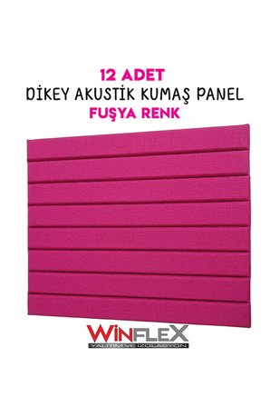 AKUSTİK KUMAŞ KAPLI DİKEY PANEL 10x210CM - 12 ADET FUŞYA RENK