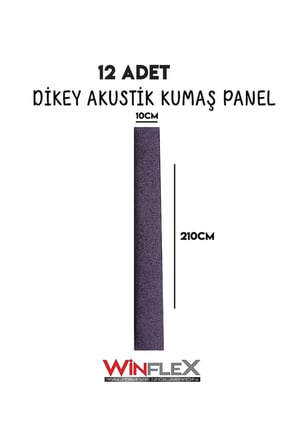 AKUSTİK KUMAŞ KAPLI DİKEY PANEL 10x210CM - 12 ADET MOR RENK
