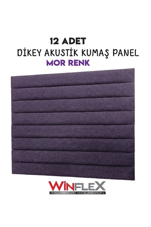 AKUSTİK KUMAŞ KAPLI DİKEY PANEL 10x210CM - 12 ADET MOR RENK
