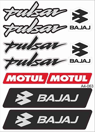 Bajaj Pulsar 200 NS Sticker Seti Siyah A4