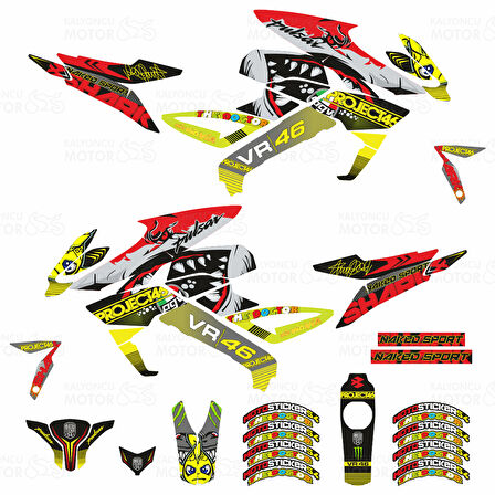 Bajaj Pulsar 200 NS Rossi Sticker Set Sarı