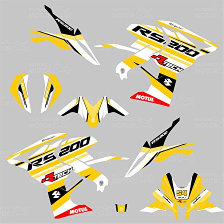 Bajaj Pulsar RS 200 R-Tech Design Sticker Set Sarı