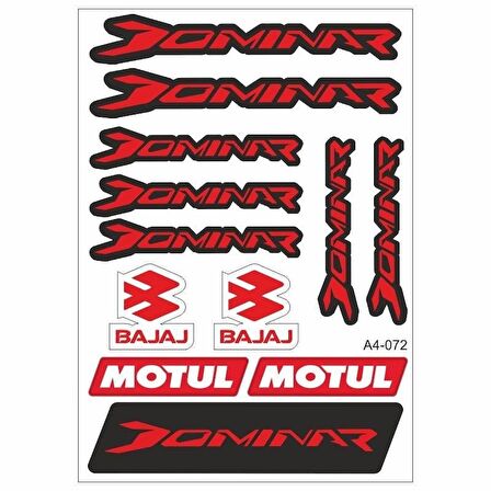 Bajaj Dominar Kırmızı Sticker Seti