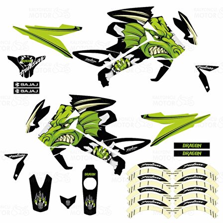 Bajaj Pulsar 200 NS Green Dragon Sticker Set