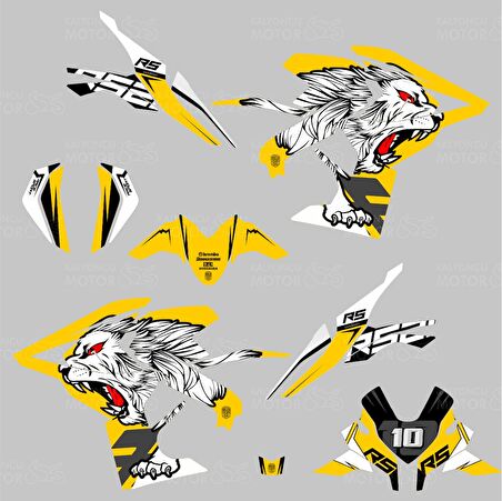 Bajaj Pulsar RS 200 Tiger Design Sarı Sticker Set