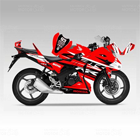 Honda CBR125 R RR Lines Kırmızı Siyah Beyaz Sticker Set