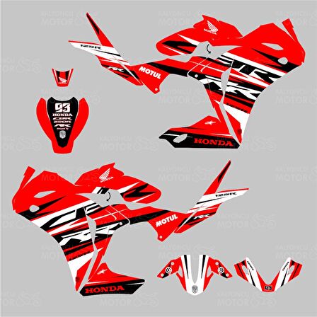 Honda CBR125 R RR Lines Kırmızı Siyah Beyaz Sticker Set