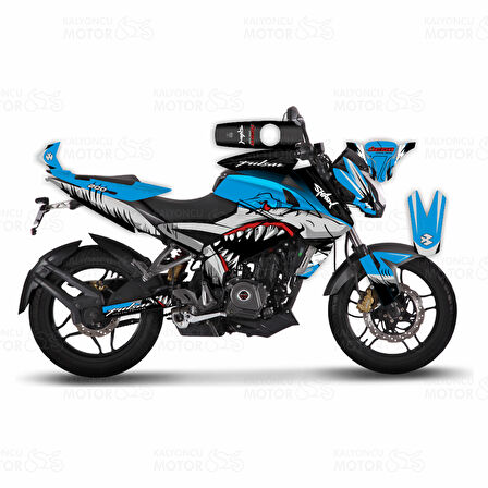 Bajaj Pulsar NS200 Shark Design Mavi Sticker Set