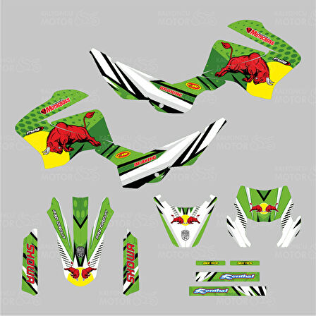 Mondial X-Treme MAX 200 i  Bull Design Yeşil Sticker Set  (Yeni Model Far)