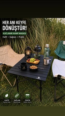 50x50x50 cm Katlanır Kamp ve Piknik Masası – Hafif, Dayanıklı ve Taşınabilir Siyah