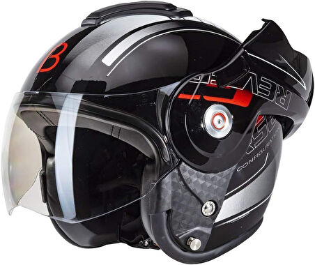 Beon B 702 Reverse Tam Açılır Kask Siyah Beyaz Kırmızı M