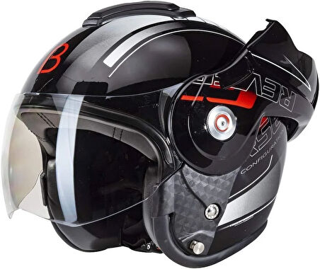 Beon B 702 Reverse Tam Açılır Kask Siyah Beyaz Kırmızı L