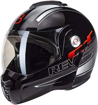Beon B 702 Reverse Tam Açılır Kask Siyah Beyaz Kırmızı L