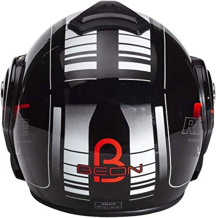 Beon B 702 Reverse Tam Açılır Kask Siyah Beyaz Kırmızı L