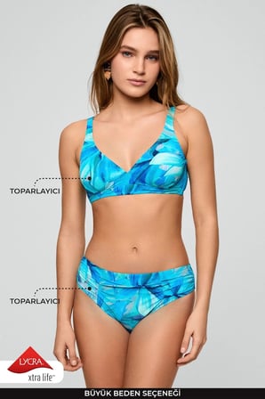 Kom Seusa Desenli Toparlayıcı Bikini Takımı Turkuaz