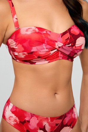 Kom Bluren Straplez Desenli Bikini Takımı Kırmızı