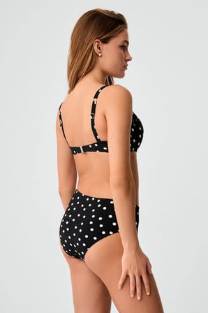 Kom Lampana Puan Desenli Destekli Bikini Takımı Siyah