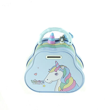 Kumbara Metal Unicorn Desenli Kilitli Kumbara