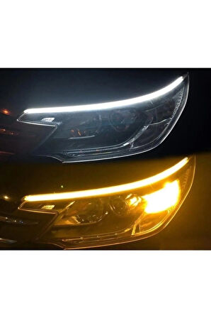 Renault R12 GTS Uyumlu Far Üstü Gündüz Ledi, Far İçi Kayar Led 60 cm Selamlamalı