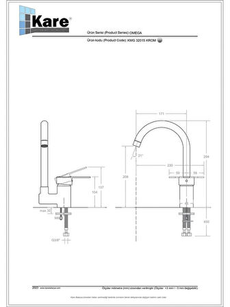 KARE OMEGA PENCERE ÖNÜ EVİYE BATARYASI