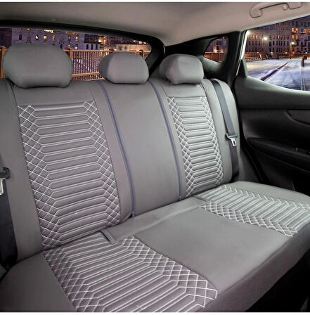 Renault Megane 2 Hatchback 2002-2006 Uyumlu Lüx Deri Oto Koltuk Kılıfı Ön Arka Takım Giydirme Model FÜME