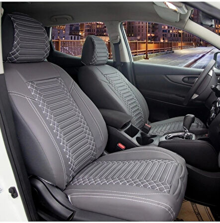 Volkswagen ID.4 Uyumlu Lüx Deri Oto Koltuk Kılıfı Ön Arka Takım Giydirme Model FÜME