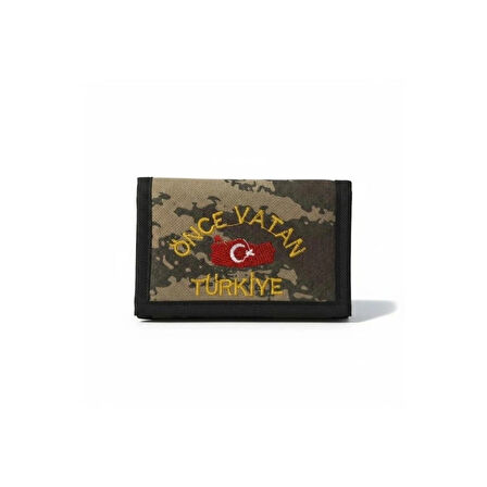  EYCH YEŞİL ÖNCE VATAN NAKIŞLI KAMUFLAJ DESENLİ FERMUARLI BOYUNA ASILABİLEN ASKERİ CÜZDAN