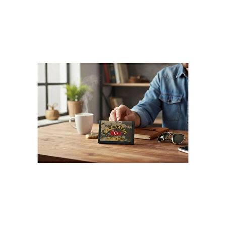  EYCH YEŞİL ÖNCE VATAN NAKIŞLI KAMUFLAJ DESENLİ FERMUARLI BOYUNA ASILABİLEN ASKERİ CÜZDAN