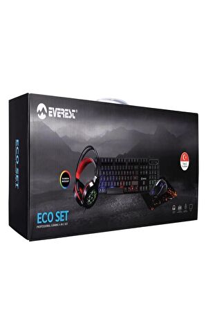 Everest KMK-91 ECO Gökkuşağı Aydınlatmalı USB Gaming Combo 4 in 1 Oyuncu Seti