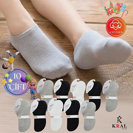 KRAL SOCKS Kız - Erkek Çorap Tenis Model Pamuklu Terletmez (10 ÇİFT) Öğrenci Okul Çocuk Çorabı