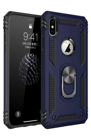 Newface Apple iPhone XS Max Kılıf Sofya Yüzüklü Silikon Kapak - Lacivert