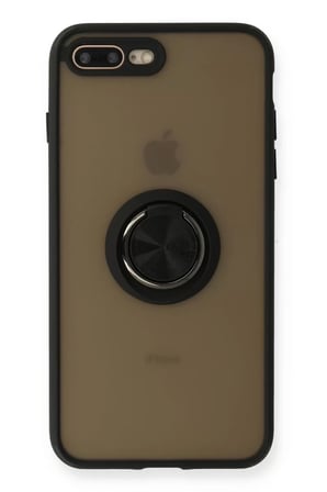Newface Apple iPhone 7 Plus Kılıf Montreal Yüzüklü Silikon Kapak - Siyah