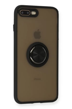 Newface Apple iPhone 7 Plus Kılıf Montreal Yüzüklü Silikon Kapak - Siyah