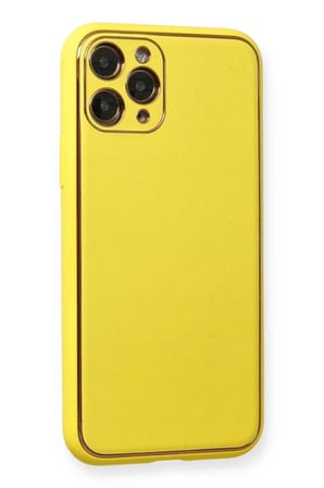 Newface Apple iPhone 11 Pro Kılıf Coco Deri Silikon Kapak - Sarı