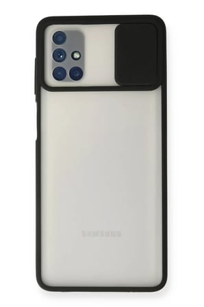Newface Samsung Galaxy M51 Kılıf Palm Buzlu Kamera Sürgülü Silikon - Siyah