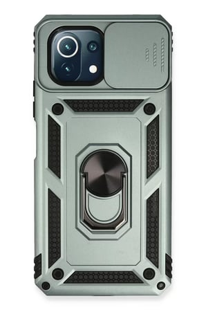 Newface Xiaomi Mİ 11 Lite Kılıf Pars Lens Yüzüklü Silikon - Yeşil