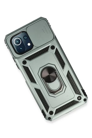 Newface Xiaomi Mİ 11 Lite Kılıf Pars Lens Yüzüklü Silikon - Yeşil