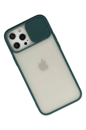 Newface Apple iPhone 12 Pro Max Kılıf Palm Buzlu Kamera Sürgülü Silikon - Yeşil