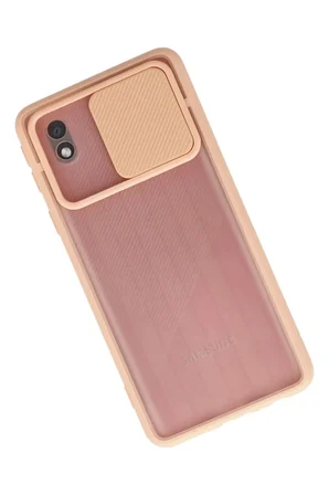 Newface Samsung Galaxy A01 Core Kılıf Palm Buzlu Kamera Sürgülü Silikon - Pembe