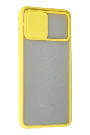 Newface Samsung Galaxy A02 Kılıf Palm Buzlu Kamera Sürgülü Silikon - Sarı
