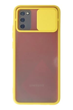 Newface Samsung Galaxy A02S Kılıf Palm Buzlu Kamera Sürgülü Silikon - Sarı