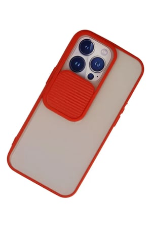 Newface Apple iPhone 13 Pro Kılıf Palm Buzlu Kamera Sürgülü Silikon - Kırmızı