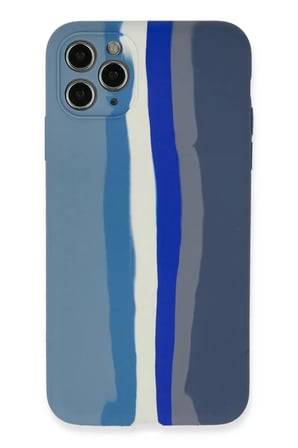 Newface Apple iPhone 11 Pro Kılıf Ebruli Lansman Silikon - Mavi-Gri
