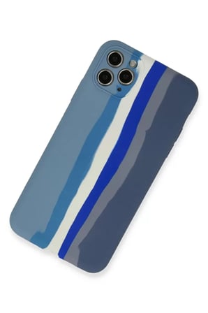 Newface Apple iPhone 11 Pro Kılıf Ebruli Lansman Silikon - Mavi-Gri