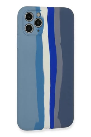 Newface Apple iPhone 11 Pro Kılıf Ebruli Lansman Silikon - Mavi-Gri