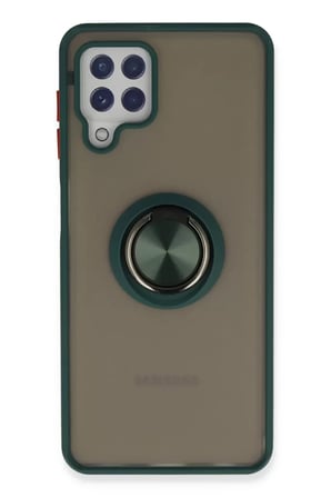 Newface Samsung Galaxy A22 Kılıf Montreal Yüzüklü Silikon Kapak - Yeşil
