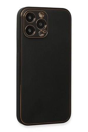 Newface Apple iPhone 13 Pro Max Kılıf Coco Deri Silikon Kapak - Siyah